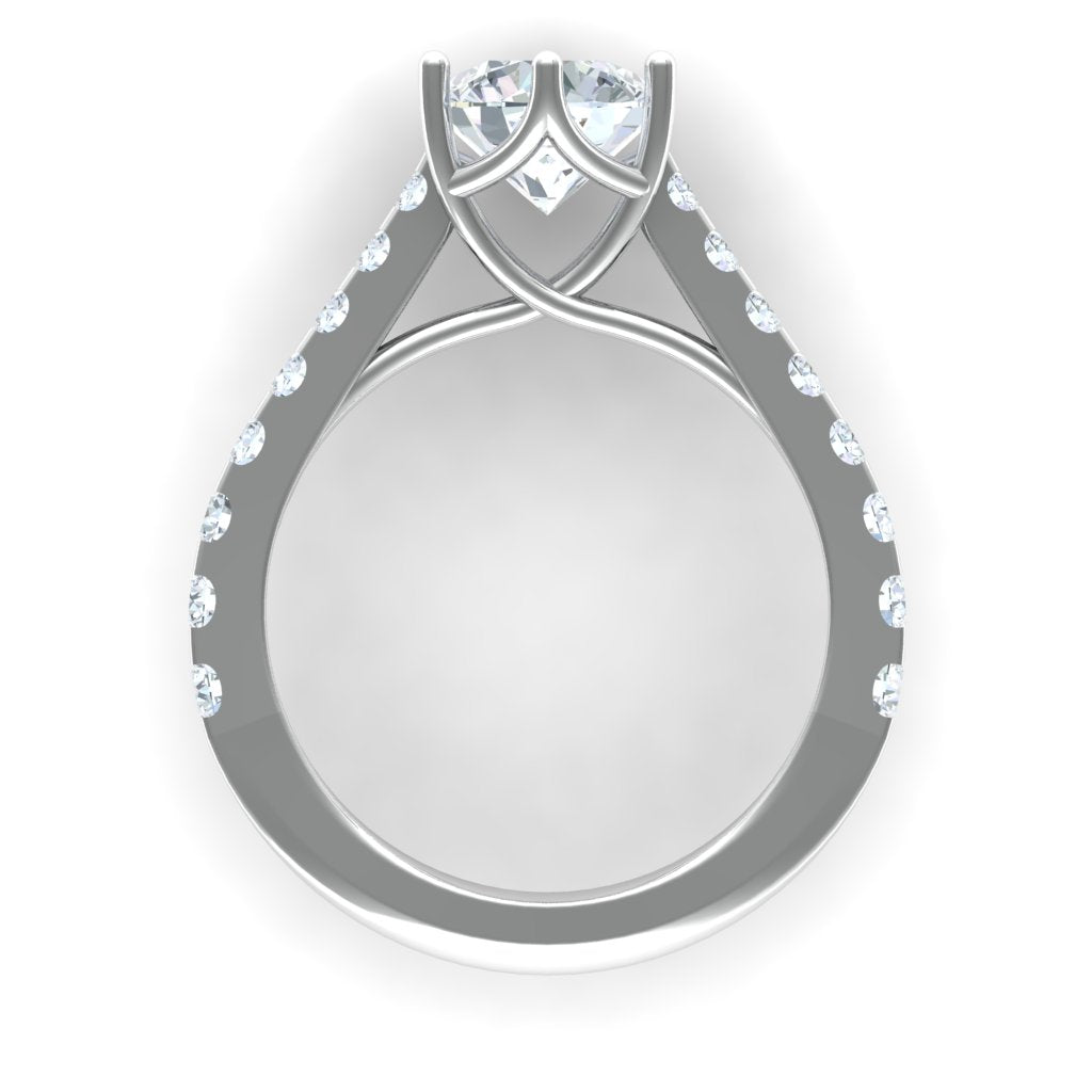 Timeless 6-Prongs Crown Ring with Side Diamonds