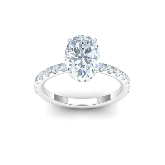 Classic Solitaire with Side Diamonds and Diamond Basket