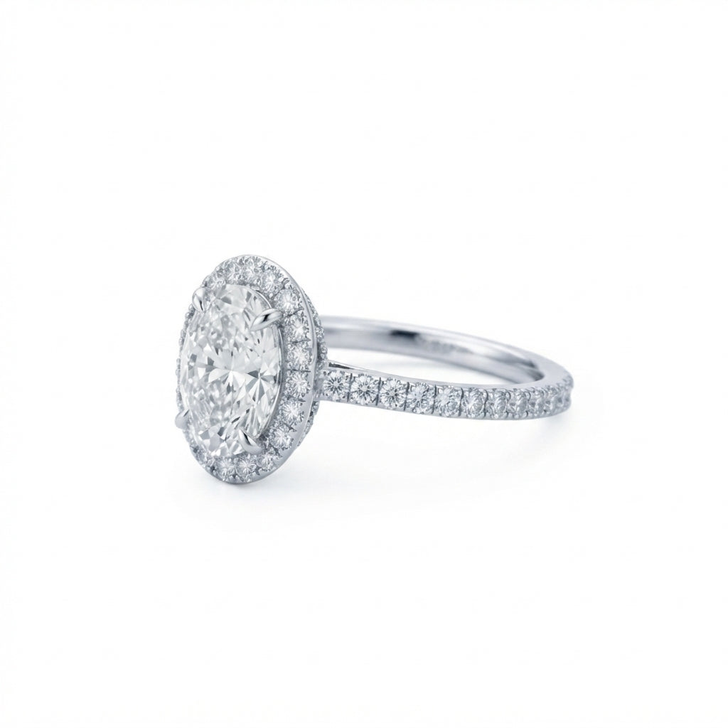 Oval Halo Diamond Engagement Ring – 0.70ct Lab Grown